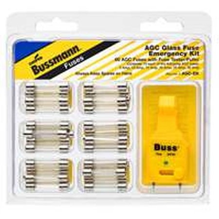 Eaton Bussmann Glass Fuse Kit, AGC Series, 60 Fuses Included 5 A to 30 A, Not Rated AGC-EK